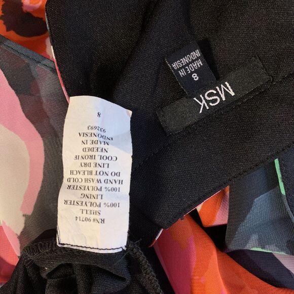 MSK Dress Floral Midi Party Wedding high-low Jeweled 8 M Kaftan lined elastic - Picture 16 of 16